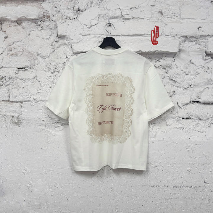 Cafe Societe Cropped T-shirt Reservation biała N-Hype