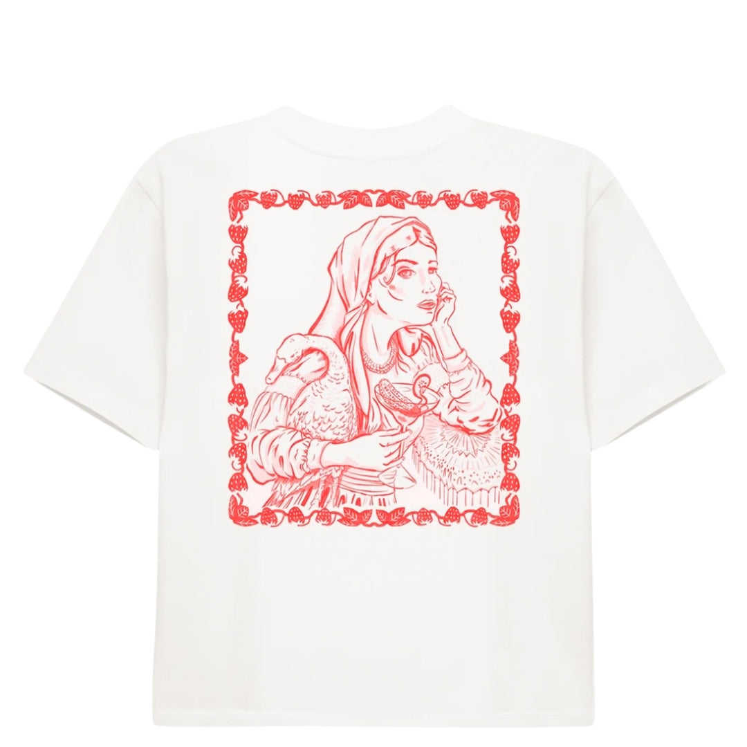 Cafe Societe Cropped T-shirt Slavic Girl White N-Hype.