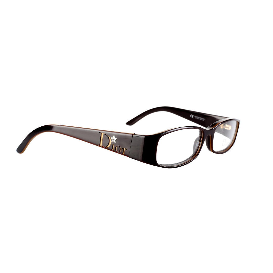 Christian Dior 00s Brown Crystal Star Flat profil z kryształową gwiazdą