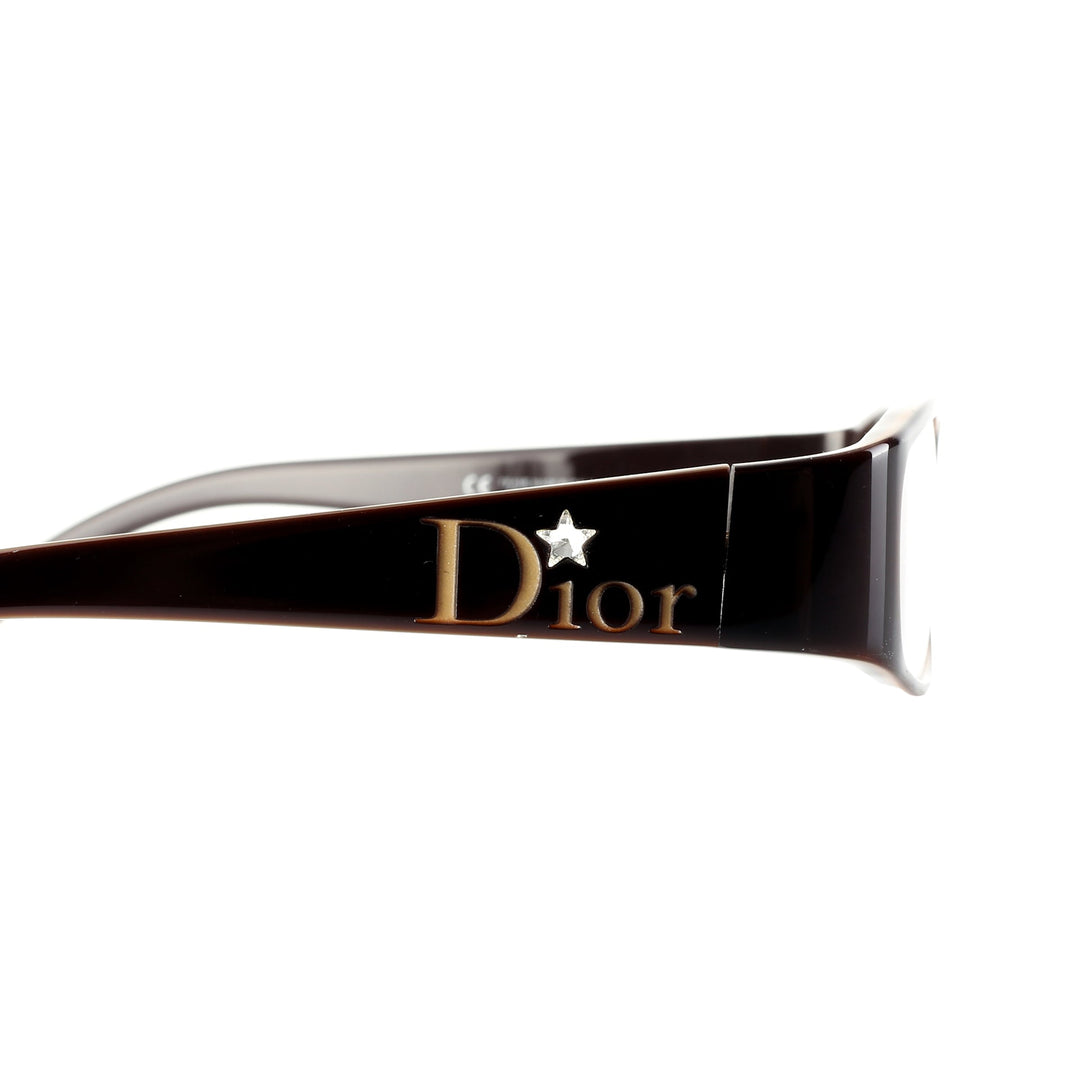 Christian Dior 00s Brown Crystal Star Flat detal logo Dior z kryształową gwiazdą