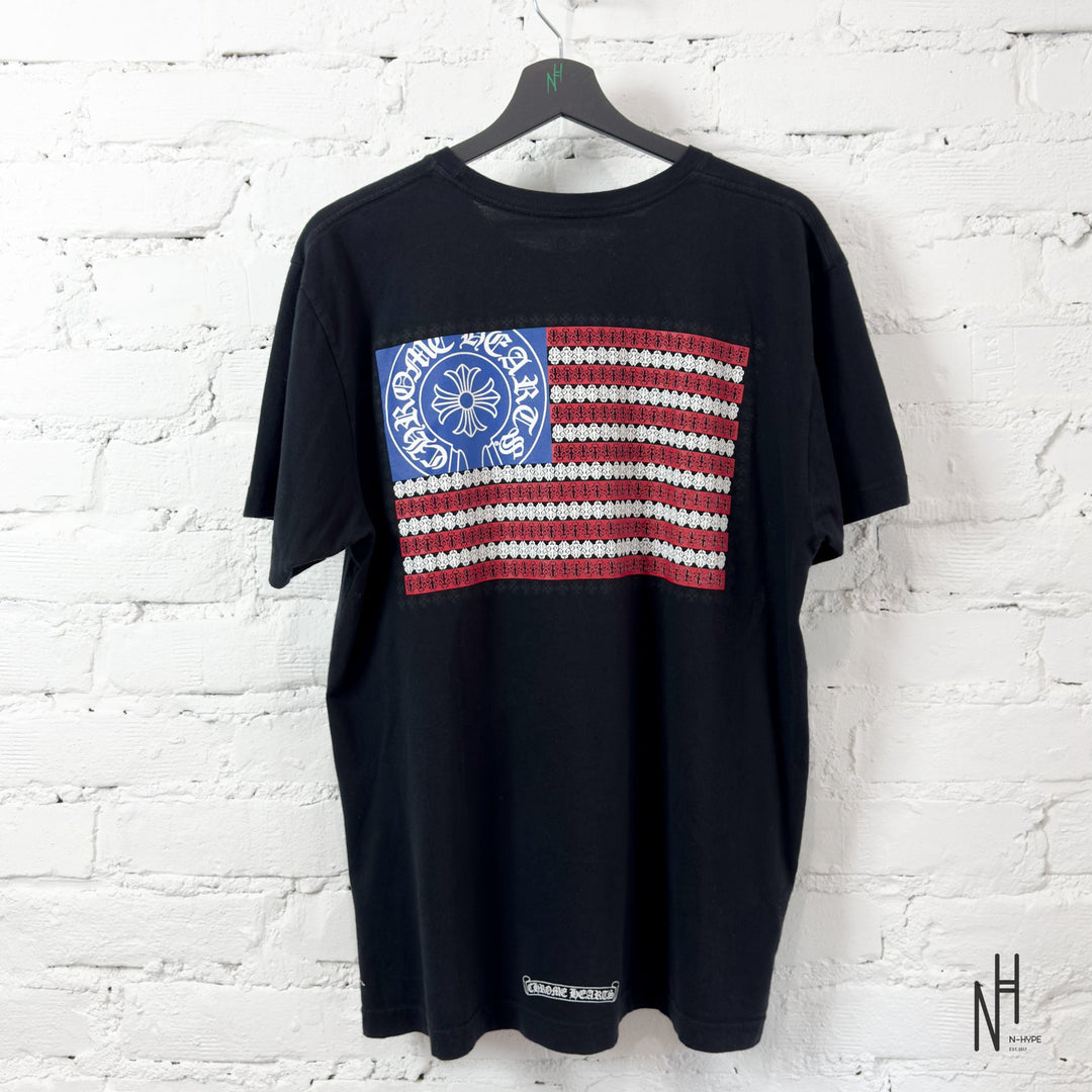 Chrome Hearts American Flag Dagger T-shirt N-Hype koszulka czarna z amerykańską flagą