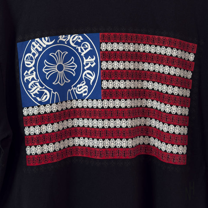 Chrome Hearts American Flag Dagger T-shirt czarno-biała N-Hype