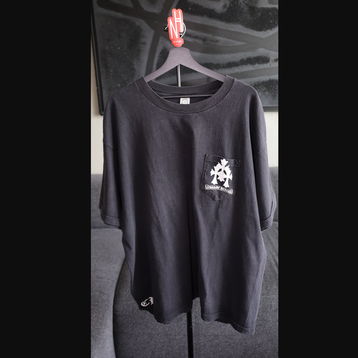 Chrome Hearts Cemetery Cross Logo Vintage Tee czarna koszulka męska N-Hype