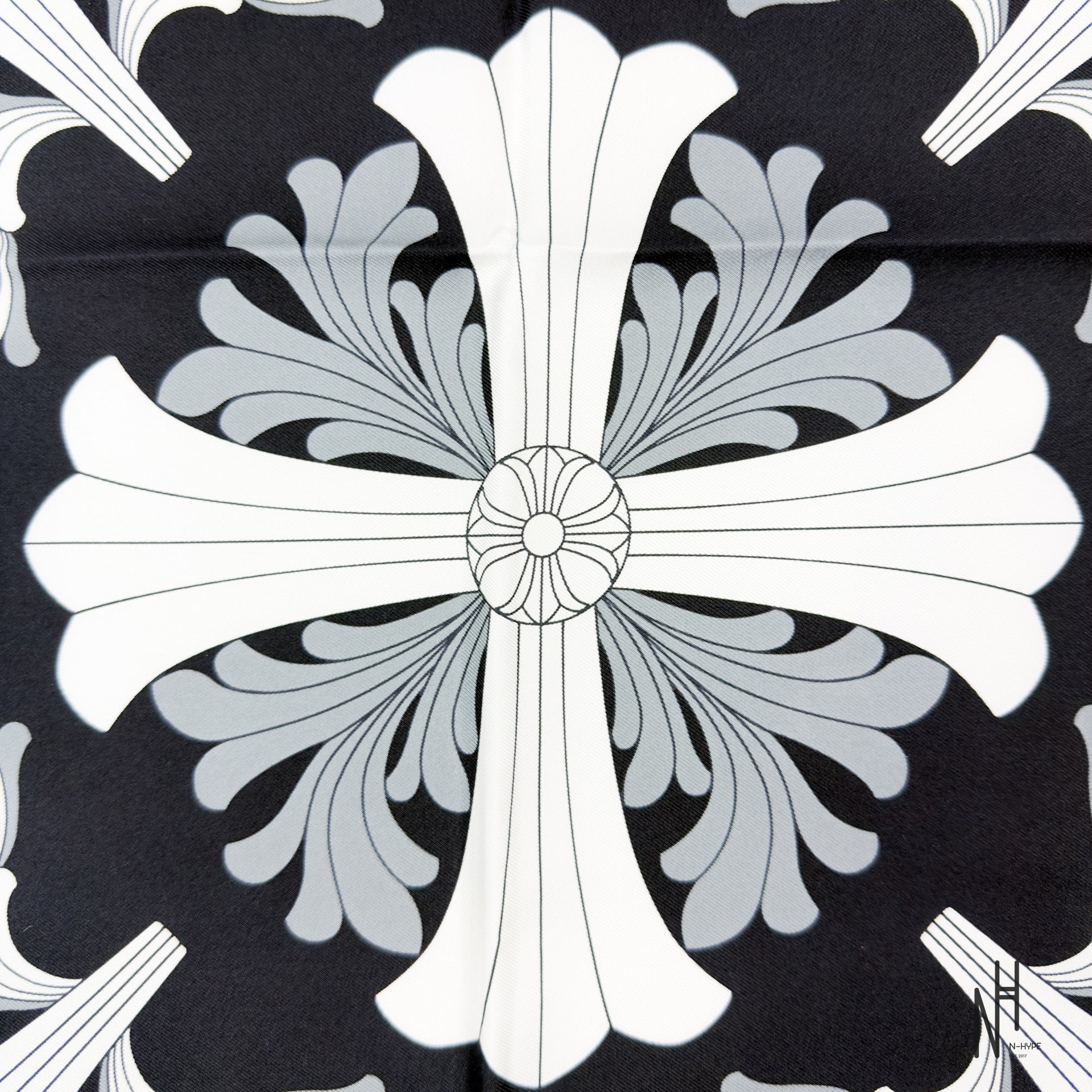 Chrome Hearts Cemetery Cross Silk Scarf / Black | N-Hype