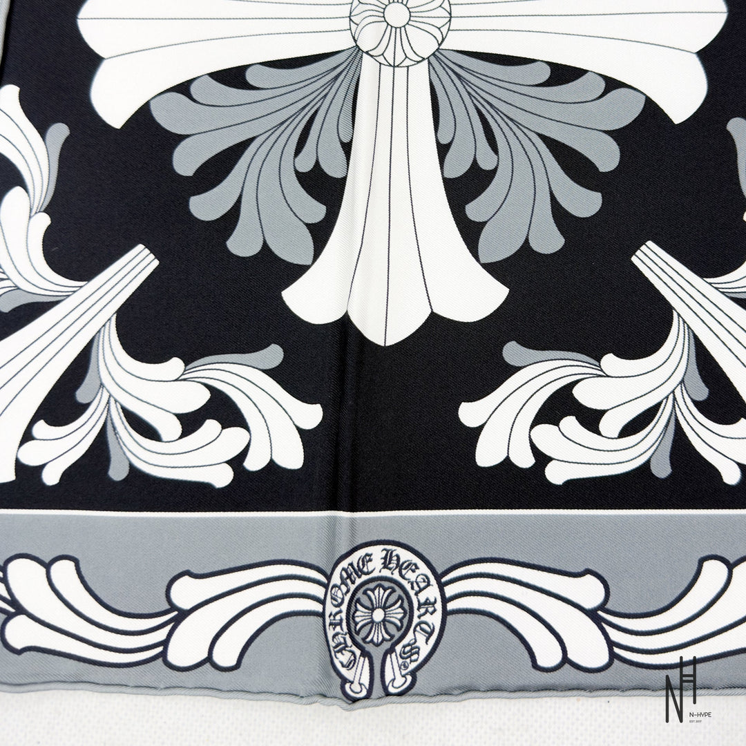 Chrome Hearts Cemetery Cross Silk Scarf Black N-Hype Streetwear Fashion Accessory