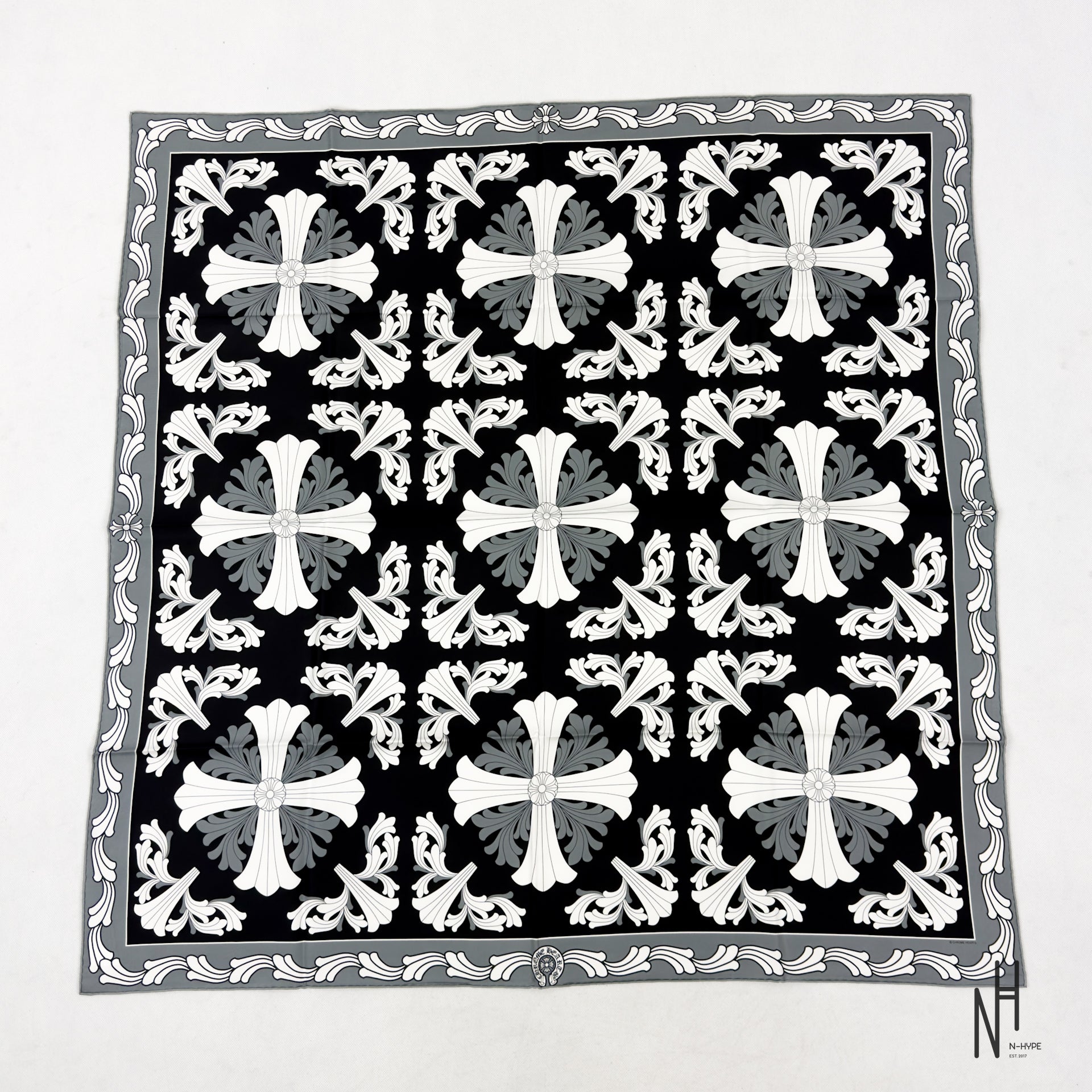 Chrome Hearts Cemetery Cross Silk Scarf / Black | N-Hype