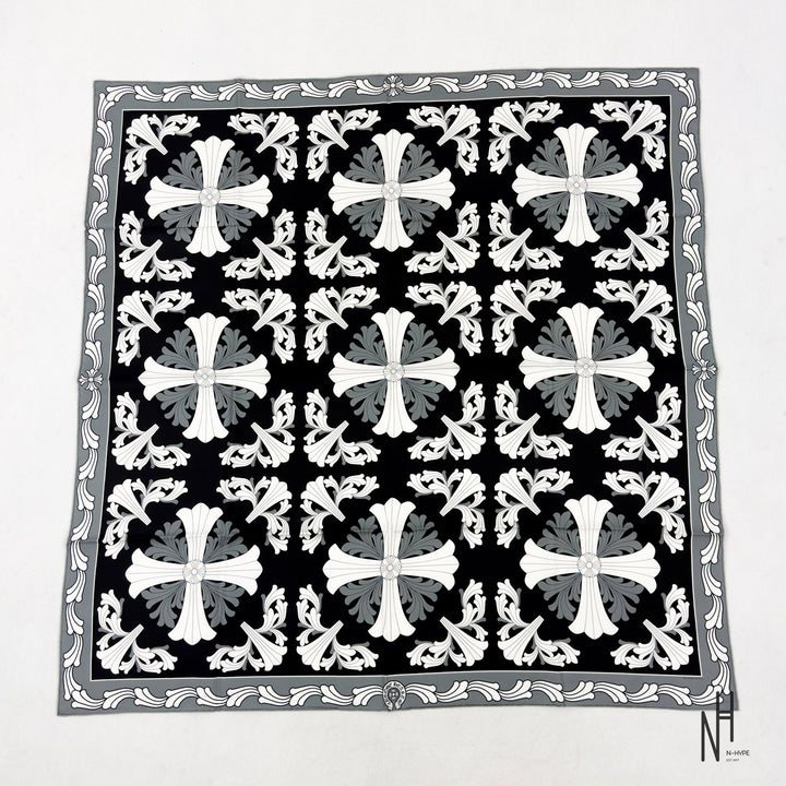 Chrome Hearts Cemetery Cross Silk Scarf Black N-Hype streetwear fashion brand.