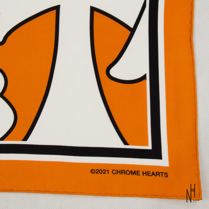 Chrome Hearts Cemetery Cross Silk Scarf pomarańczowy N-Hype