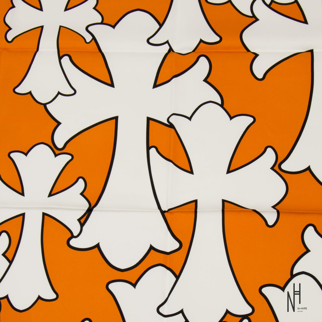 Chrome Hearts Cemetery Cross Silk Scarf pomarańczowy N-Hype