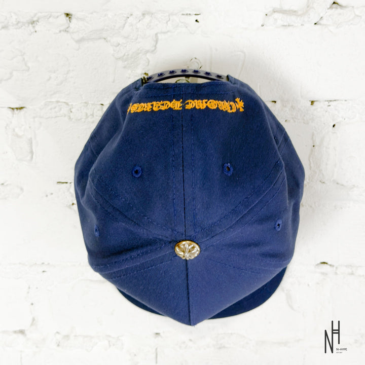 Chrome Hearts CH Blue & Gold Logo Trucker Hat czapka truckerowa niebieska i złota N-Hype.