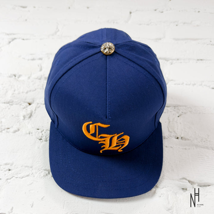 Chrome Hearts CH Blue & Gold Logo Trucker Hat czapka trucker z niebieskim i złotym logo Chrome Hearts w N-Hype