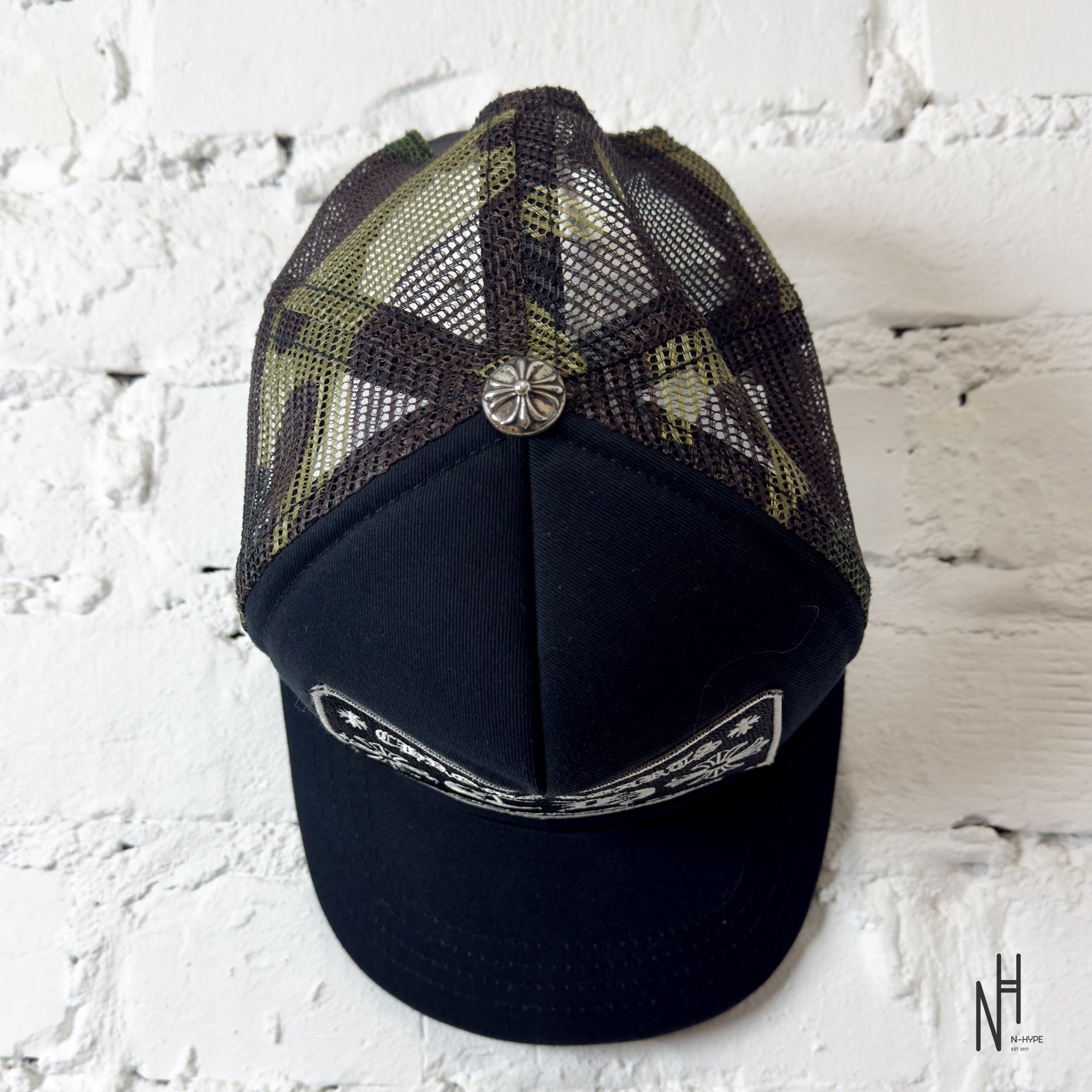 Chrome Hearts CH Hollywod Trucker Hat Black / Camo | N-Hype