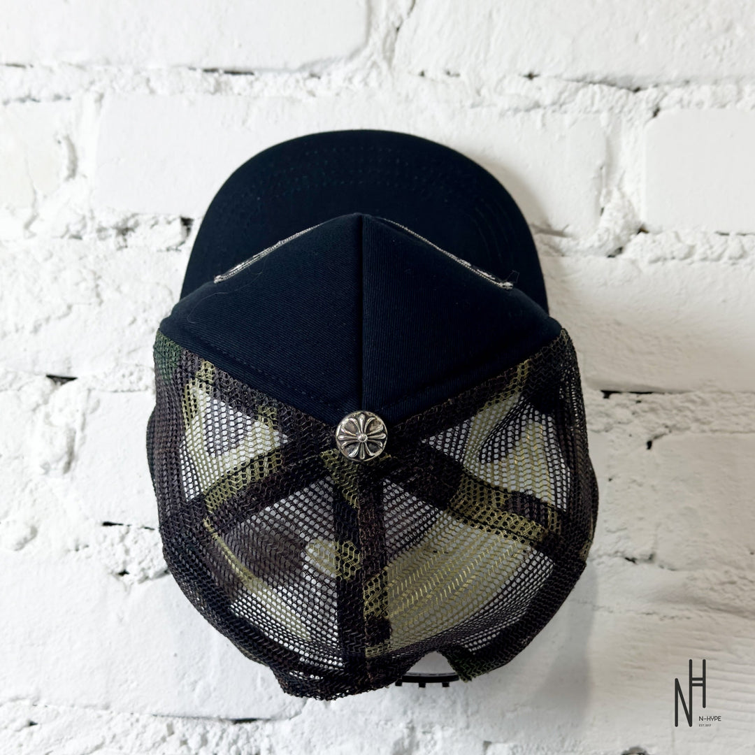 Chrome Hearts CH Hollywood Trucker Hat Black Camo N-Hype streetwear cap.