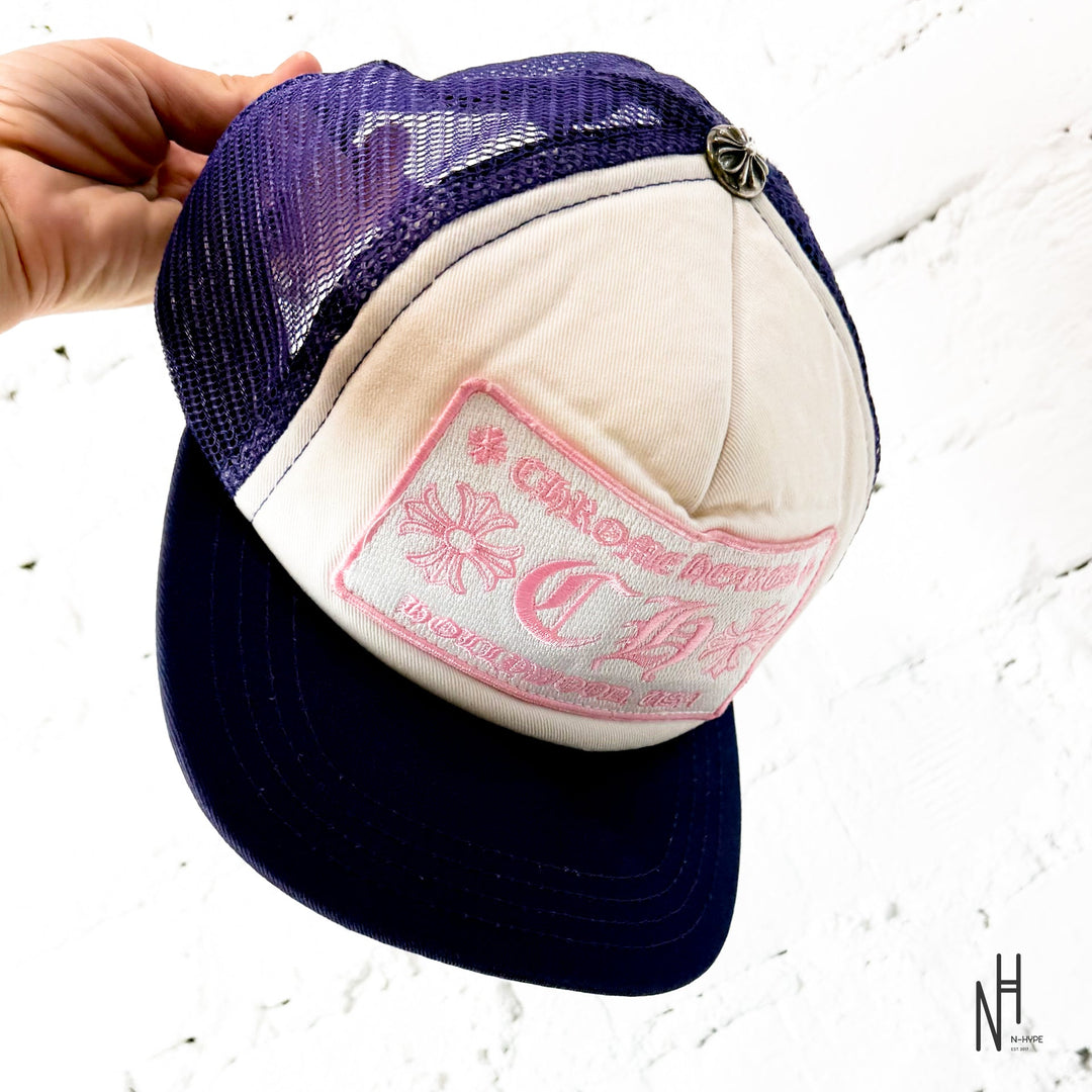 Chrome Hearts CH Hollywood Trucker Hat Purple Pink N-Hype streetwear hat.