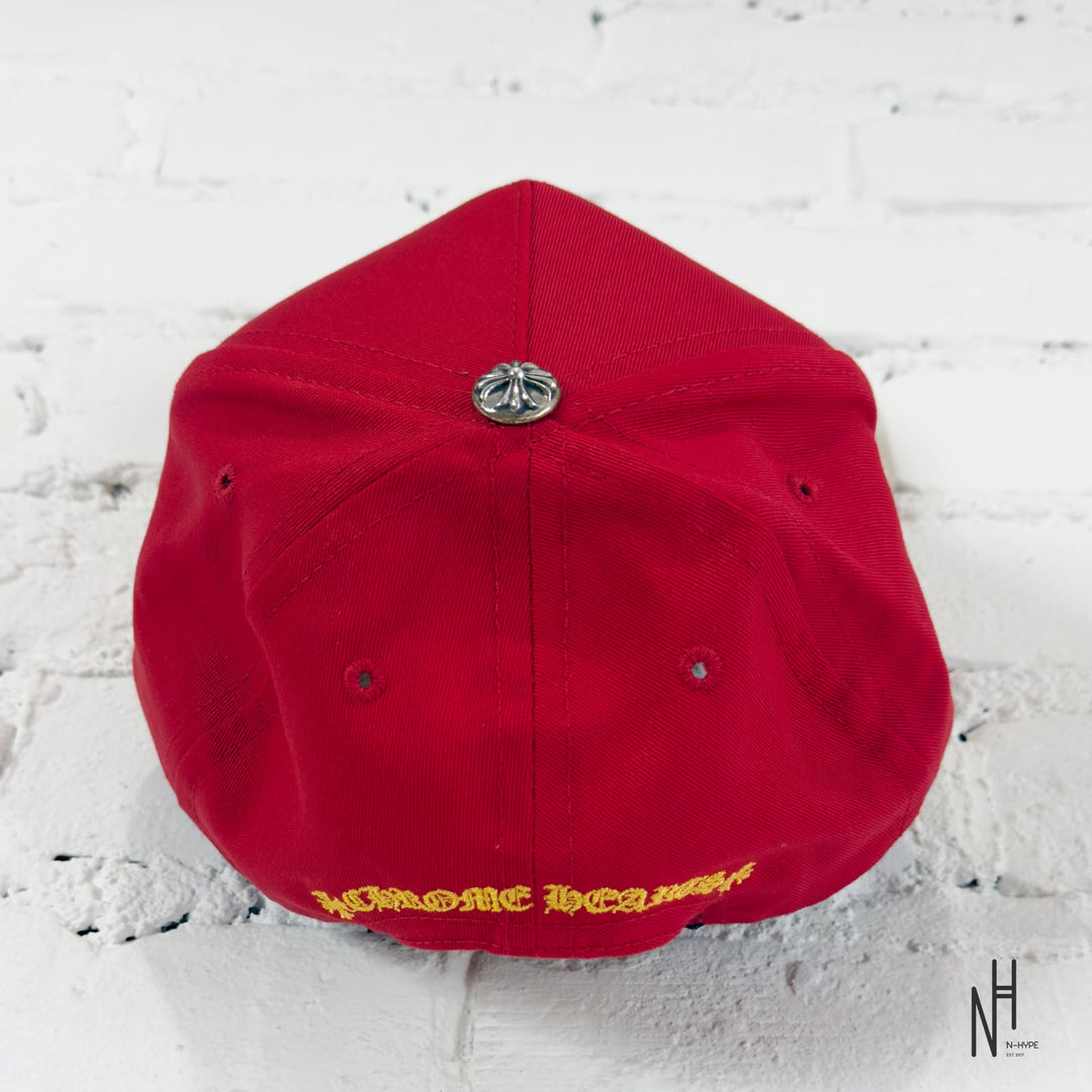 Chrome Hearts CH Red & Gold Logo Trucker Hat czerwony z logo N-Hype.