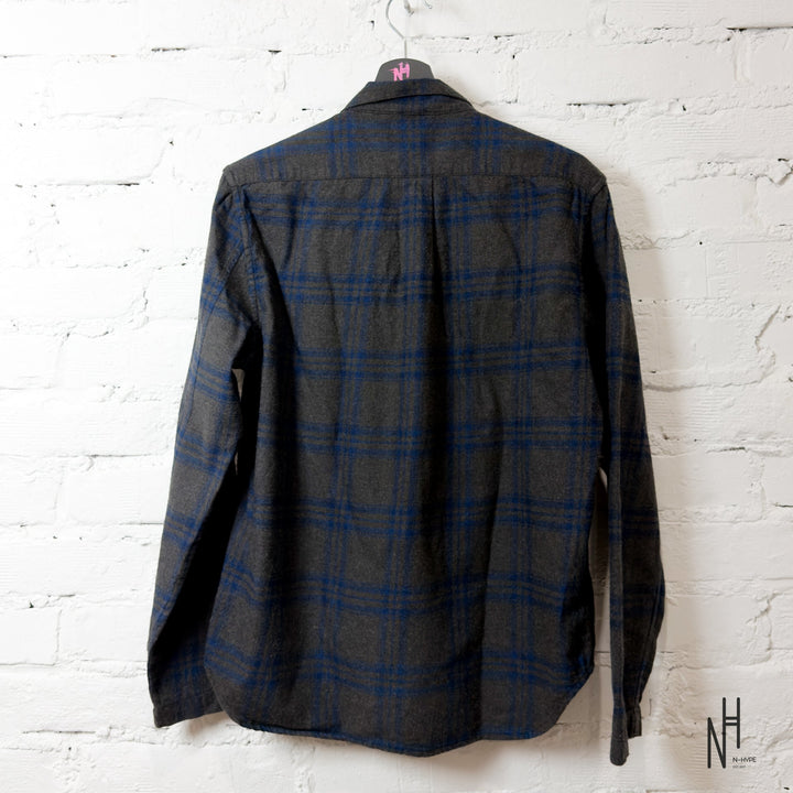 Chrome Hearts Checkered Zipper Dark Gray Navy Patched Shirt back view