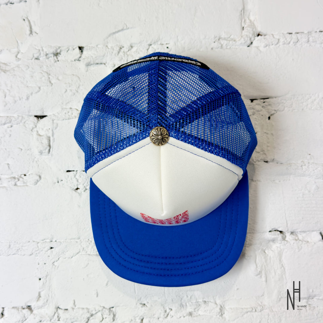Chrome Hearts Eyechart Trucker Hat Blue/White/Red męska czapka z daszkiem N-Hype.