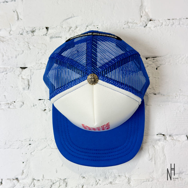 Chrome Hearts Eyechart Trucker Hat Blue/White/Red męska czapka z daszkiem N-Hype.