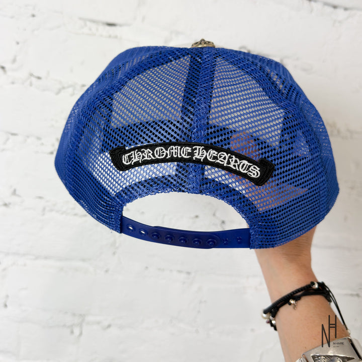Chrome Hearts Eyechart Trucker Hat Blue/White/Red cap N-Hype streetwear fashion.