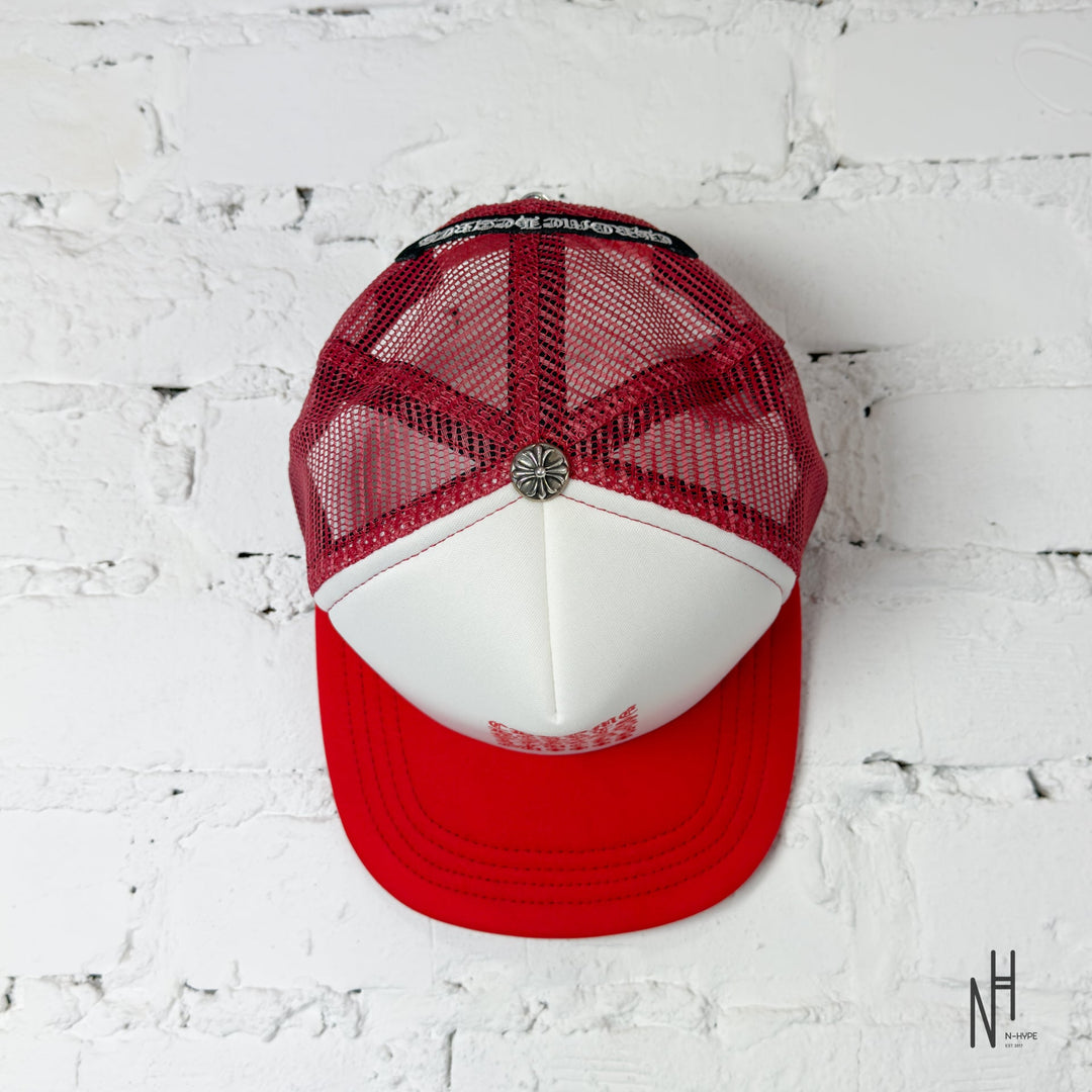 Chrome Hearts Eyechart Trucker Hat Red/White/Red kapelusz z daszkiem N-Hype