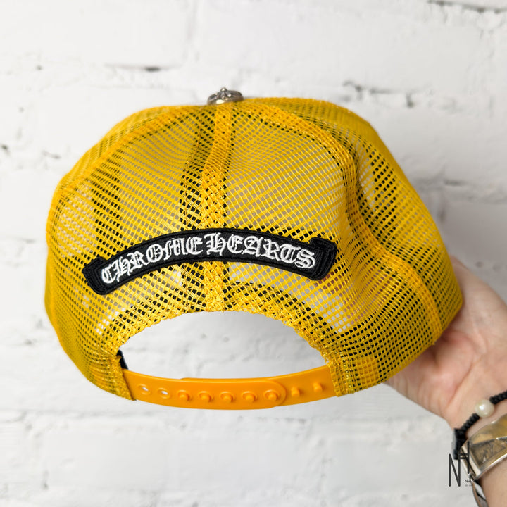 Chrome Hearts Eyechart Trucker Hat Yellow/White/Red N-Hype streetwear cap.