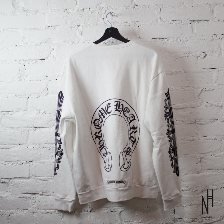 Chrome Hearts Floral Horseshoe Crewneck Sweatshirt White N-Hype Streetwear Fashion Sweatshirt