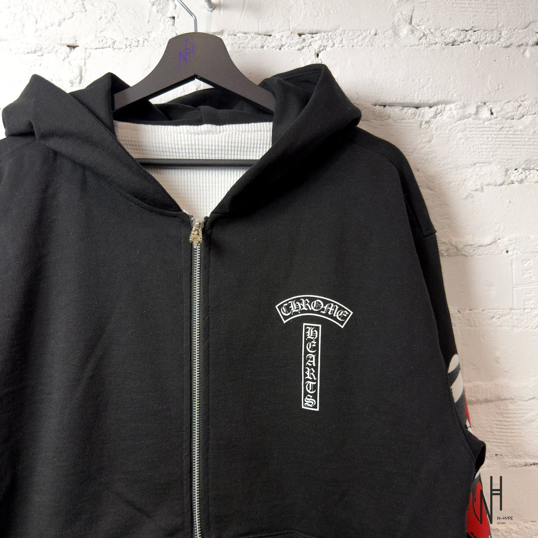 Chrome Hearts Heartsleeve Zip Hoodie Black N-Hype streetwear hoodie czarny.