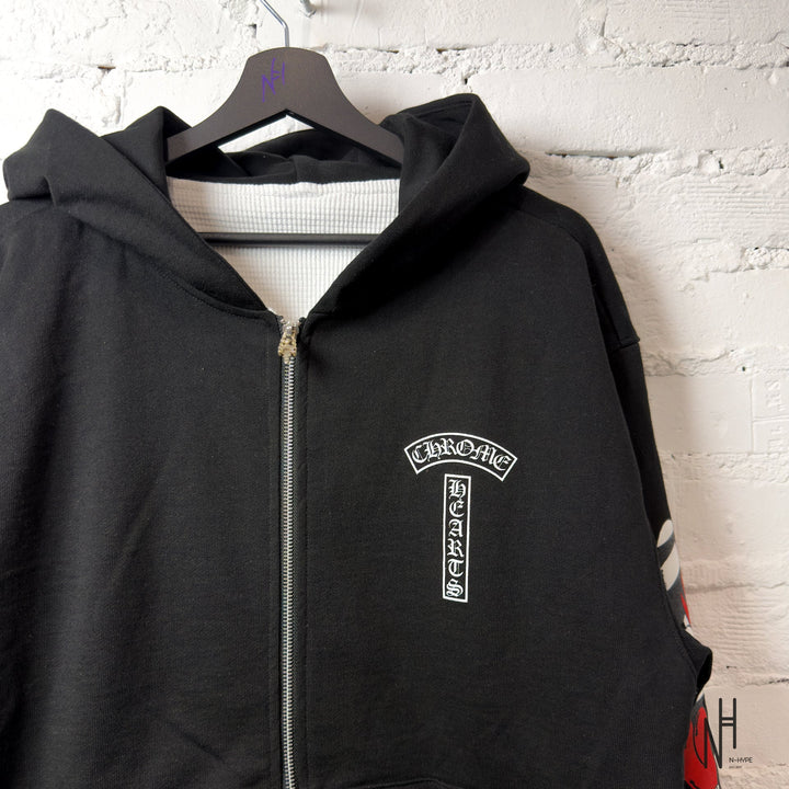Chrome Hearts Heartsleeve Zip Hoodie Black N-Hype streetwear hoodie czarny.