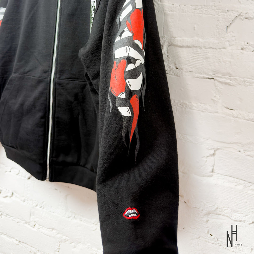 Chrome Hearts Heartsleeve Zip Hoodie Black N-Hype streetwear hoodie.