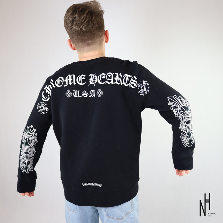 Chrome Hearts Horseshoe Crewneck Logo Black sweatshirt N-Hype shop.
