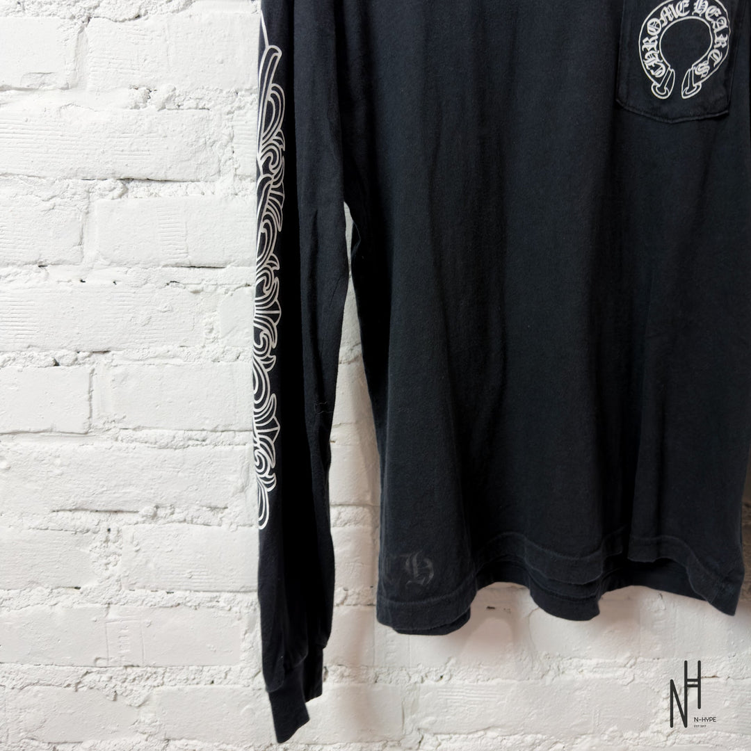 Chrome Hearts Horseshoe Floral Long Sleeve Black koszulka męska N-Hype