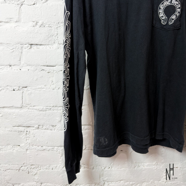 Chrome Hearts Horseshoe Floral Long Sleeve Black koszulka męska N-Hype