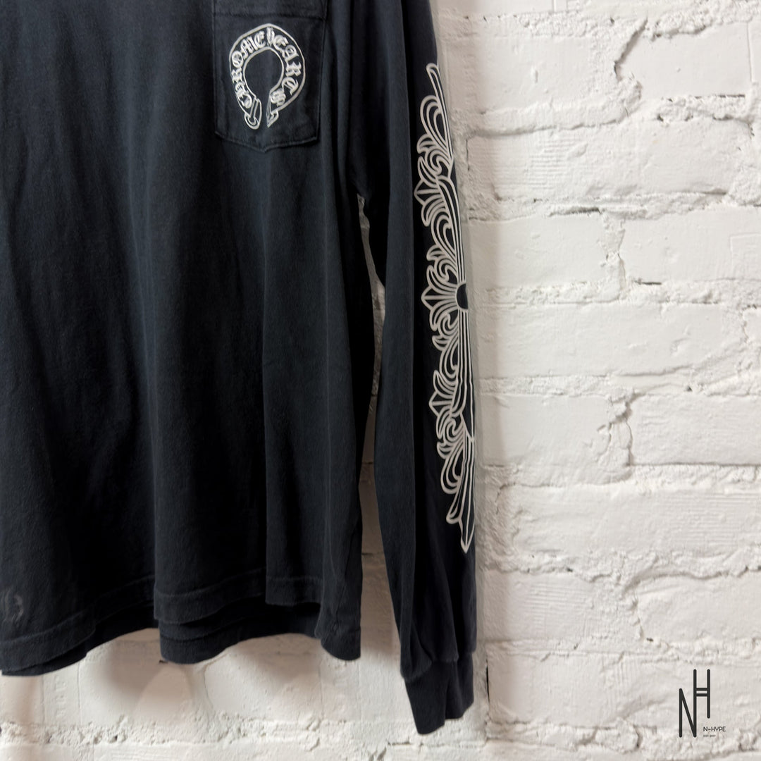 Chrome Hearts Horseshoe Floral Long Sleeve Black koszulka męska N-Hype