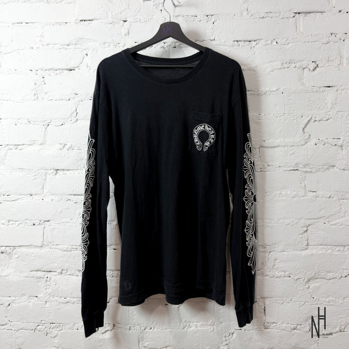 Chrome Hearts Horseshoe Floral Long Sleeve Black koszulka męska N-Hype