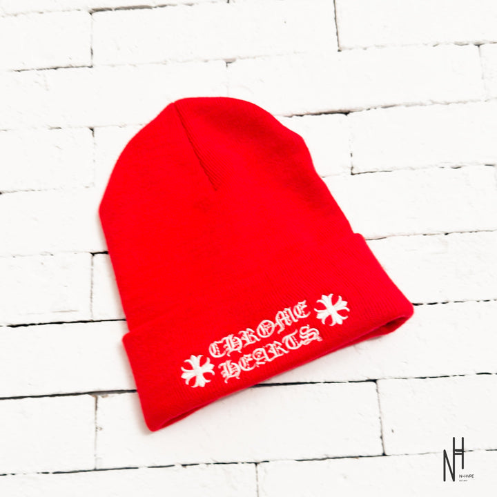Chrome Hearts Logo Beanie Red czapka z logo marki N-Hype