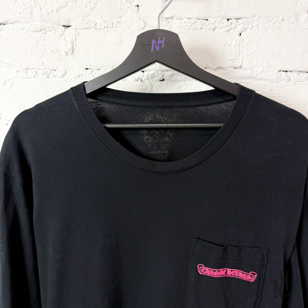 Chrome Hearts Long Sleeve Pocket Crew Pink Black koszulka męska N-Hype
