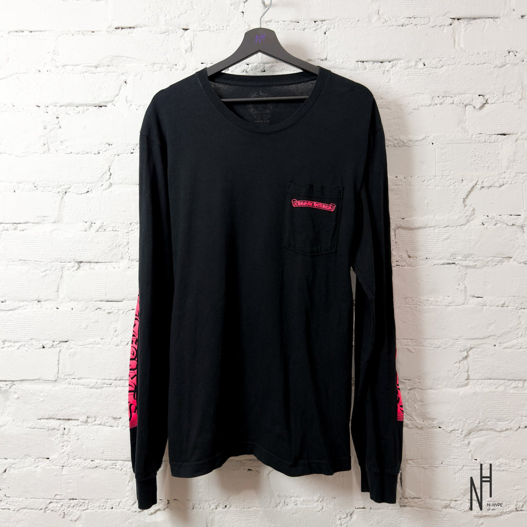 Chrome Hearts Long Sleeve Pocket Crew różowo-czarna koszulka N-Hype
