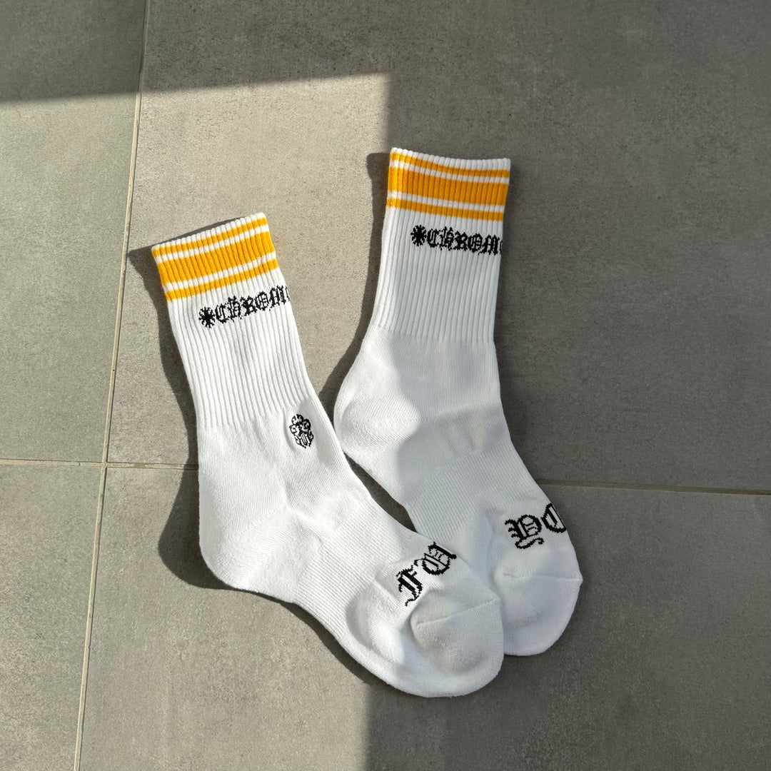 Chrome Hearts Miami Socks białe i żółte N-Hype streetwear sklep