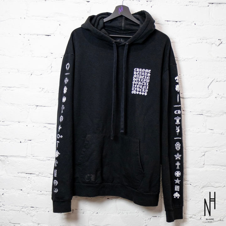Chrome Hearts Multi Logo Hoodie Black N-Hype streetwear sweatshirt.