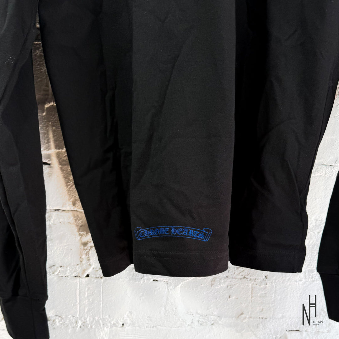 Chrome Hearts Neck Logo Blue Print Longsleeve koszulka męska w kolorze niebieskim N-Hype.