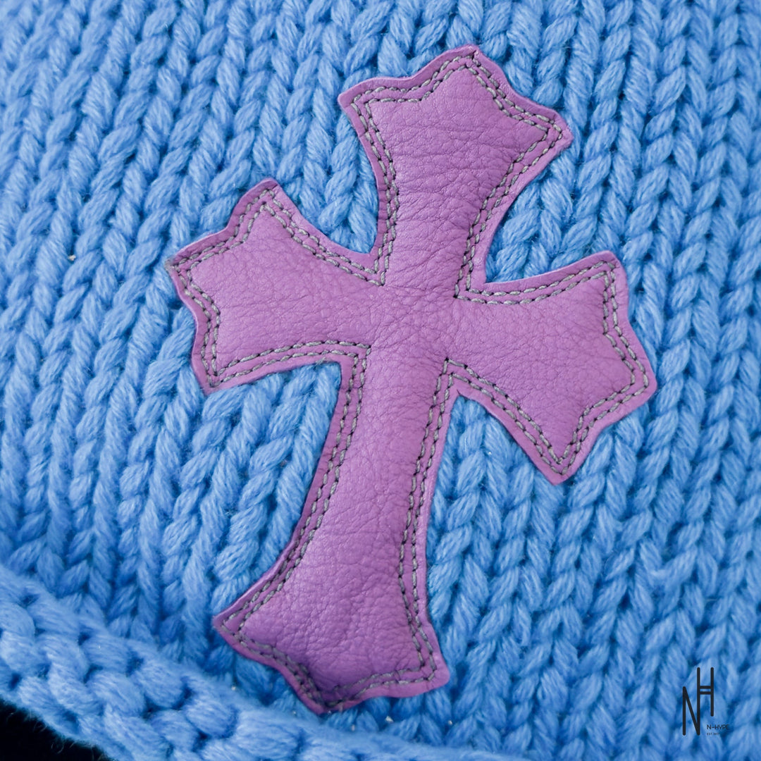 Chrome Hearts Purple Cemetery Cross Patch Cashmere Beanie Blue N-Hype streetwearowy sklep
