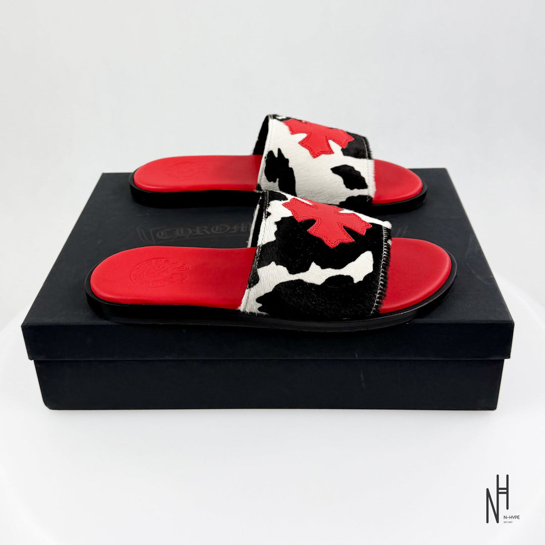 Chrome Hearts Red Cross Patch Cow Slides buty męskie czerwone N-Hype