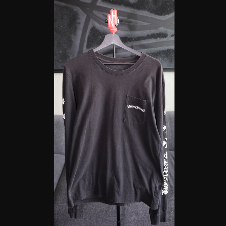 Chrome Hearts Scroll Logo Long Sleeve T-Shirt czarna męska N-Hype