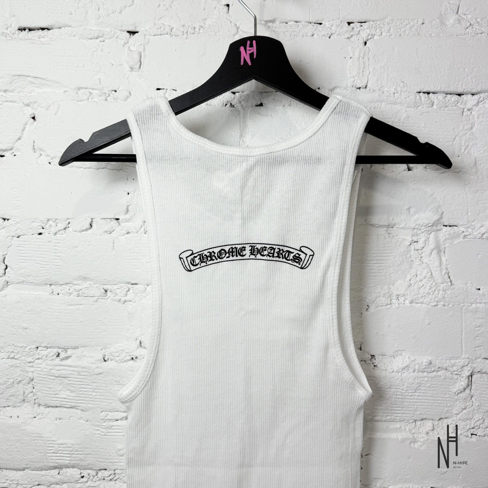 Chrome Hearts Scroll Logo Rib Tank | White | N-Hype