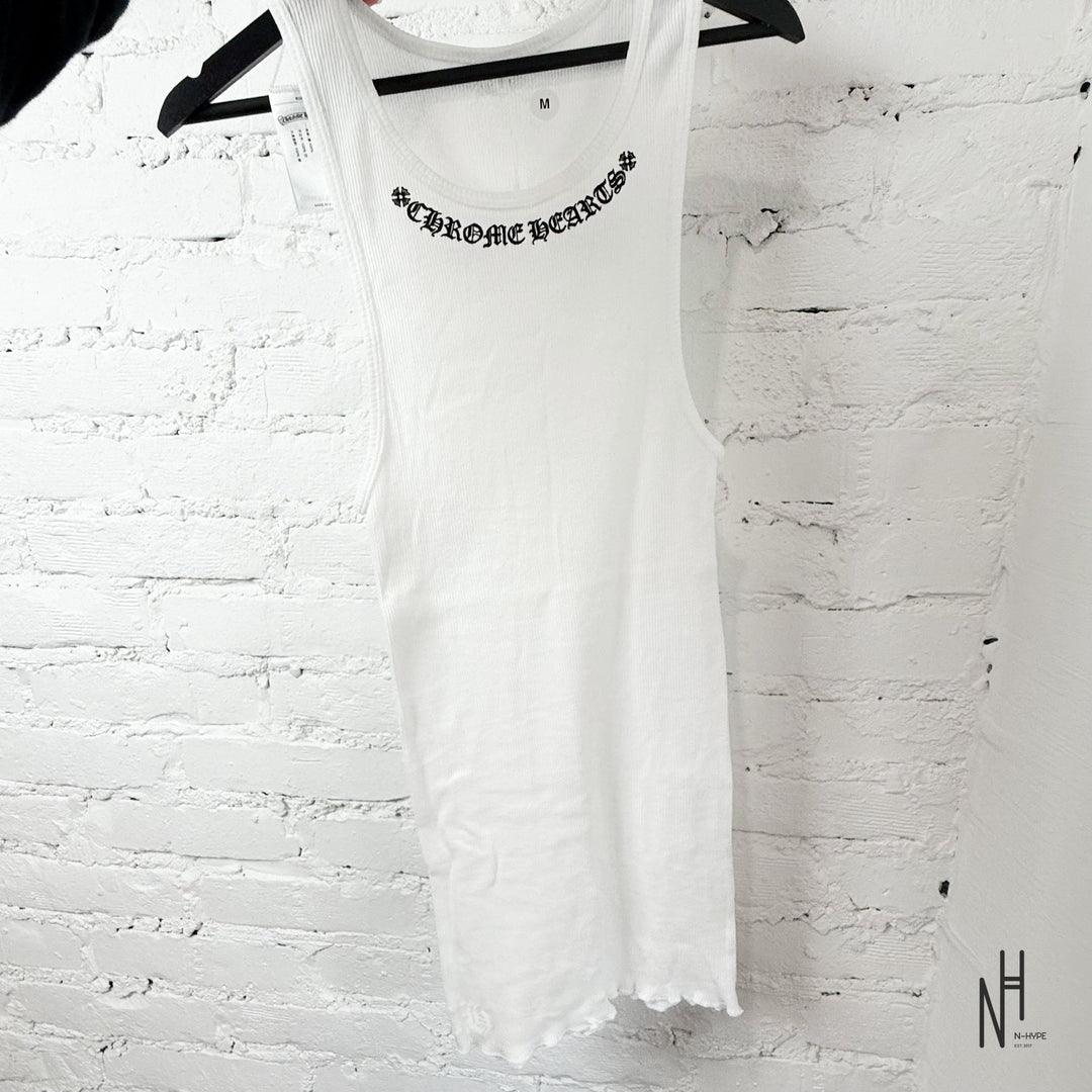 Chrome Hearts Scroll Logo Rib Tank White koszulka damska biała N-Hype
