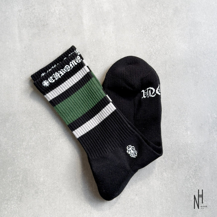 Chrome Hearts Stripe Socks szare/zielone/czarne N-Hype.