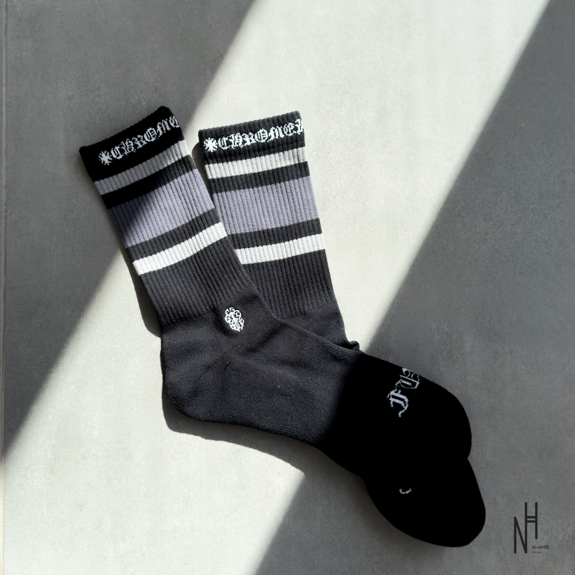 Chrome Hearts Stripe Socks Grey/Grey/Black | N-Hype