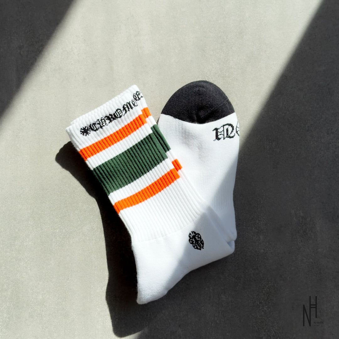 Chrome Hearts Stripe Socks pomarańczowo-zielono-białe N-Hype
