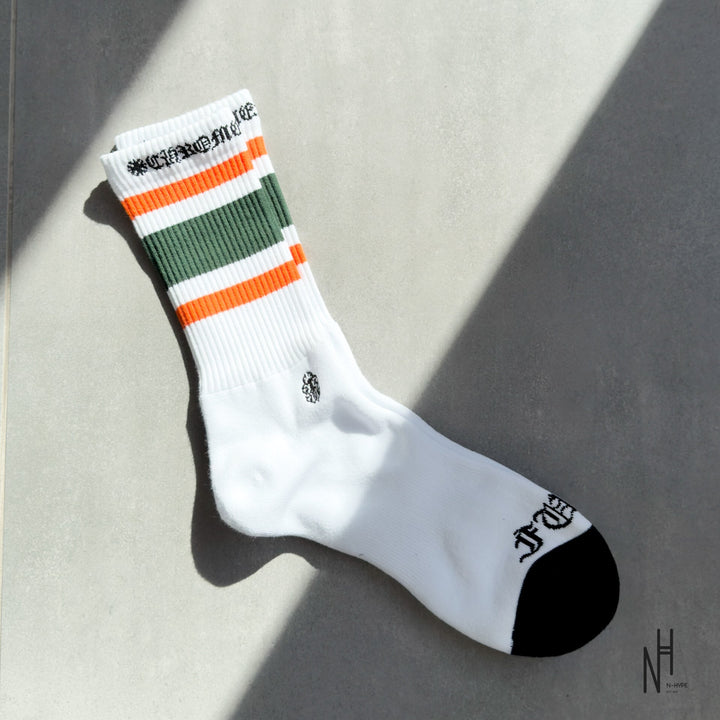 Chrome Hearts Stripe Socks Orange/Green/White N-Hype streetwear skarpetki polo rugby.