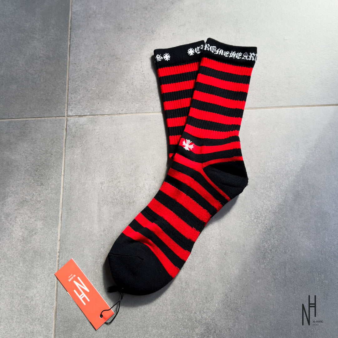 Chrome Hearts Stripe Socks Red/Black N-Hype streetwear sklep online.